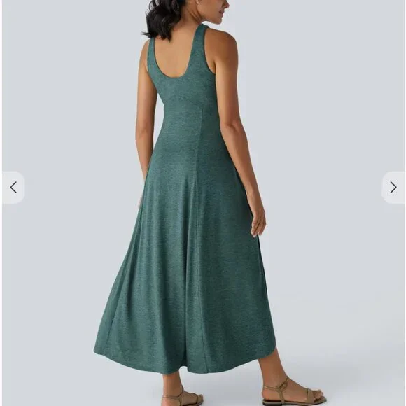 Halara U Neck Backless Split Flowy Maxi Casual Tank Dress - Picture 9 of 9